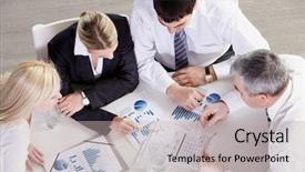  Presentation with team business top view - Theme featuring above view of business team background and a light gray colored foreground