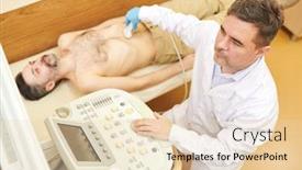  Presentation with lab coat - Colorful presentation theme enhanced with above-view-of-concentrated-sonographer backdrop and a lemonade colored foreground