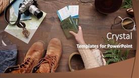  Presentation with hiking - Slide set with above-view-of-female-hand background and a tawny brown colored foreground