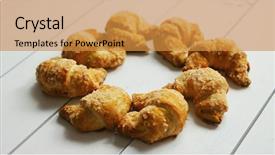  Presentation with top view of appetizing fresh - Amazing PPT theme having above view of fresh crunchy backdrop and a gold colored foreground