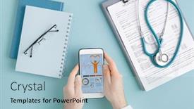  Presentation with cardiologist - Audience pleasing PPT layouts consisting of above-view-of-hands backdrop and a light blue colored foreground