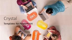  Presentation with internet - Cool new slides with above-view-of-internet-users backdrop and a coral colored foreground