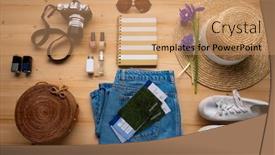  Presentation with sneakers - Slides consisting of above-view-of-jeans-sun background and a coral colored foreground