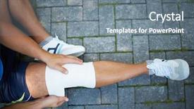  Presentation with bandaging - Slide deck having orthopaedics - above view of male bandaging background and a gray colored foreground