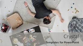  Presentation with messy - Presentation enhanced with above-view-of-man-sleeping background and a light gray colored foreground