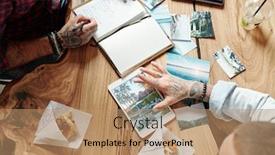  Presentation with journey - Amazing slides having above-view-of-men-sitting backdrop and a coral colored foreground