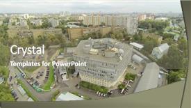  Presentation with unmanned - PPT theme with above view of pentagon shaped background and a gray colored foreground