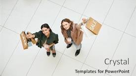  Presentation with women - Theme enhanced with above-view-of-positive-women background and a light gray colored foreground