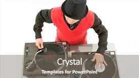  Presentation with spinning - PPT theme enhanced with above view of smart deejay background and a gray colored foreground