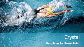  Presentation with swim - Audience pleasing slide set consisting of above view of swimmer woman backdrop and a teal colored foreground