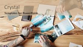  Presentation with memories - Theme consisting of above-view-of-tattooed-men background and a soft green colored foreground