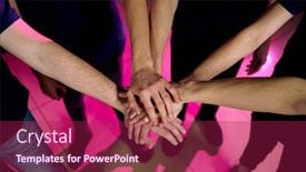  Presentation with people - Colorful slides enhanced with above-view-of-unrecognizable-people backdrop and a violet colored foreground