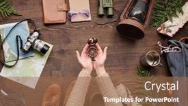  Presentation with holding hands - Slide deck featuring above-view-of-unrecognizable-woman background and a coral colored foreground