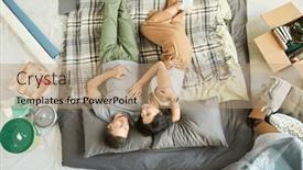  Presentation with living above - Presentation theme consisting of above-view-of-young-affectionate background and a  colored foreground