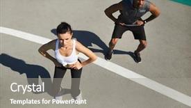  Presentation with athletes - PPT theme enhanced with above view of young multi background and a gray colored foreground