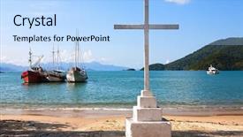  Presentation with brazil - PPT theme featuring abraao beach in the beautiful island of ilha grande near rio de janeiro in brazil background and a light blue colored foreground