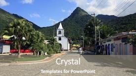  Presentation with island - Presentation consisting of abraao in the beautiful island of ilha grande near rio de janeiro in brazil background and a coral colored foreground