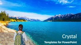  Presentation with rocky mountains - Presentation theme with abraham lake in the rocky background and a ocean colored foreground