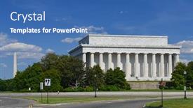  Presentation with abraham lincoln - Cool new presentation theme with abraham-lincoln-memorial-in-washington backdrop and a ocean colored foreground