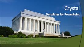  Presentation with abraham lincoln - Presentation featuring abraham lincoln memorial in washington background and a ocean colored foreground