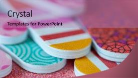  Presentation with closeup of a paper boat - Slides having abrasivity - closeup of multi-colored nail emery background and a  colored foreground