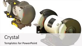  Presentation with machine synchrone - Cool new slides with abrasivity - image of grinding machine backdrop and a white colored foreground