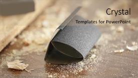  Presentation with carpenter - PPT layouts featuring abrasivity - table with sandpaper in carpenter's background and a coral colored foreground