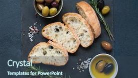  Presentation with food and ingredients toxic - Audience pleasing slide set consisting of abred - italian food ingredients background backdrop and a tawny brown colored foreground