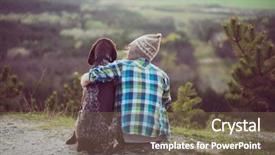  Presentation with guide dog helping blind woman - Audience pleasing slides consisting of abred - woman and her dog posing backdrop and a violet colored foreground