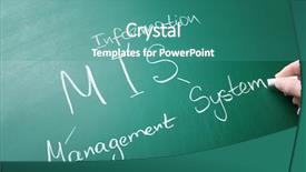  Presentation with chalk board - Theme with abreviations - female hand writing management abbreviation background and a teal colored foreground