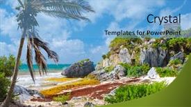  Presentation with mayan - Audience pleasing slide set consisting of abrigonals - beautiful beach and mayan ruins backdrop and a light blue colored foreground