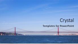  Presentation with crossing bridge - Slide set with abril bridge profile in lisbon background and a light blue colored foreground
