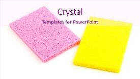  Presentation with sponges - Audience pleasing theme consisting of abrorption - cellulose sponges isolated on white backdrop and a pink colored foreground
