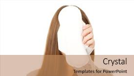  Presentation with woman covering man mouth hand - Presentation theme having abrorption - tren woman with menstruation pad background and a coral colored foreground