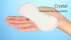  Presentation with sanitary pad - Presentation theme having abrorption - woman's hand holding a daily background and a cool aqua colored foreground