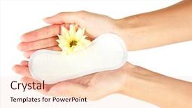  Presentation with sanitary pad - Cool new slides with abrorption - woman's hands holding a daily backdrop and a lemonade colored foreground