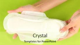  Presentation with sanitary pad - Slides featuring abrorption - woman's hands holding a sanitary background and a blonde colored foreground