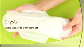  Presentation with sanitary pad - Audience pleasing PPT theme consisting of abrorption - woman's hands holding a sanitary backdrop and a cream colored foreground