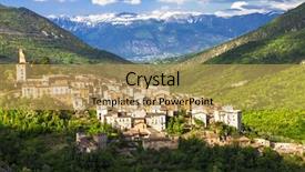  Presentation with mountain view - Presentation having abruzzo view of village background and a yellow colored foreground