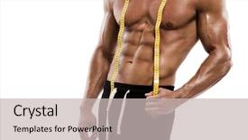  Presentation with skeletal muscle - Amazing slide set having sports pack - muscle man posing with measuring backdrop and a light gray colored foreground