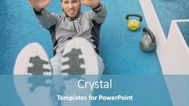  Presentation with strength - Slide set consisting of abs exercise leg lift toe touch sit-up workout man strength training at fitness gym outdoor athletic stadium athlete working out crunches exercises for stomach muscles and weight loss background and a teal colored foreground
