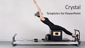  Presentation with evolution - Amazing slide deck having abs on the short box position pilates gymnastics is a germanic evolution of yoga used by athletes to improve flexibility and body fitness and by chiropractors for patient recovery backdrop and a light gray colored foreground