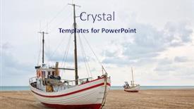  Presentation with fishing boats - Slide set with absence-of-a-harbor-fishing background and a sky blue colored foreground