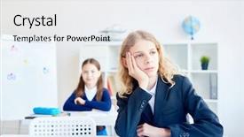  Presentation with pupil - Slides enhanced with absent - junior school pupil daydreaming background and a sky blue colored foreground