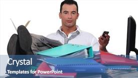  Presentation with worker - Beautiful PPT layouts featuring absent - unproductive office worker backdrop and a teal colored foreground