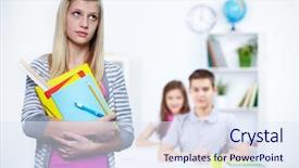  Presentation with teenage - Slide deck with absent mind - portrait of pensive teenage blonde background and a sky blue colored foreground