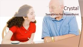  Presentation with grandfather - PPT theme enhanced with absenteeism - grandfather helping his granddaughter fill background and a lemonade colored foreground