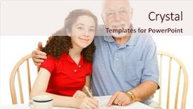  Presentation with teen - Slides enhanced with absenteeism - grandfather helping his teen granddaughter background and a lemonade colored foreground