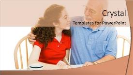  Presentation with grandfather - PPT layouts consisting of absenteeism - grandfather offering help and guidance background and a coral colored foreground