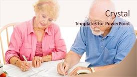  Presentation with active seniors senior couple - Beautiful theme featuring absenteeism - senior couple filling out absentee backdrop and a lemonade colored foreground